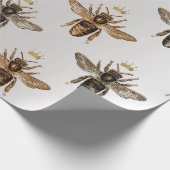 Bee Queen Honey Bronze Gray Vintage Crown Cadeaupapier (Hoek)