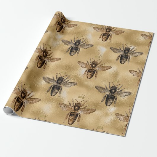Bee Queen Honey Bronze houden  Kroon vast Cadeaupapier (Uitgerold)