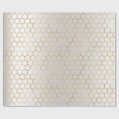 Bee Queen Honey Comb Metallic Gold Sepia Gray Cadeaupapier (Vlak)