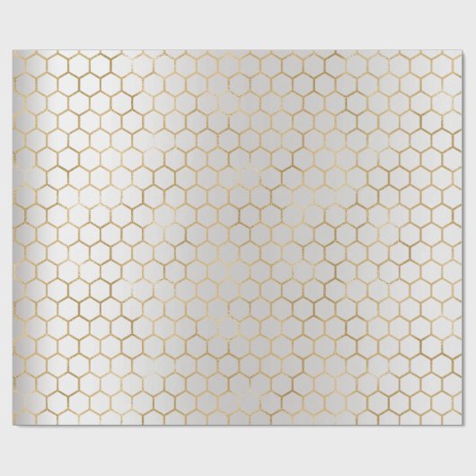 Bee Queen Honey Comb Metallic Gold Sepia Gray Cadeaupapier (Vlak)