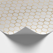 Bee Queen Honey Comb Metallic Gold Sepia Gray Cadeaupapier (Hoek)