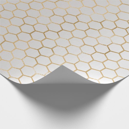 Bee Queen Honey Comb Metallic Gold Sepia Gray Cadeaupapier (Hoek)
