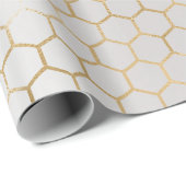 Bee Queen Honey Comb Metallic Gold Sepia Gray Cadeaupapier (Rol Hoek)