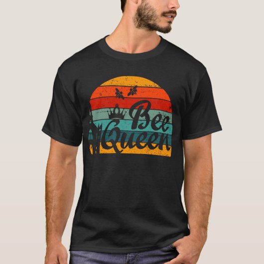 Bee Queen Retro Zonsondergang T-shirt (Voorkant)