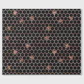 Bee Queen Roos Black Copper Honeycomb Honeymoon Cadeaupapier (Vlak)