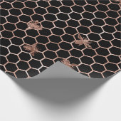 Bee Queen Roos Black Copper Honeycomb Honeymoon Cadeaupapier (Hoek)