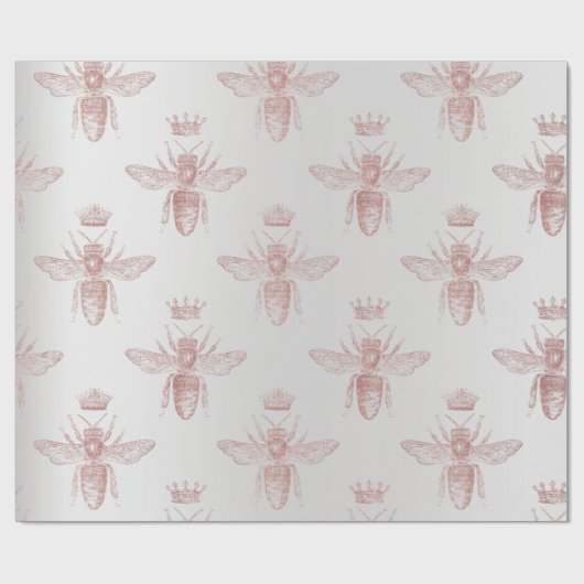 Bee Queen Roos Gray Blush Honey Bridal Honeymoon Cadeaupapier (Vlak)