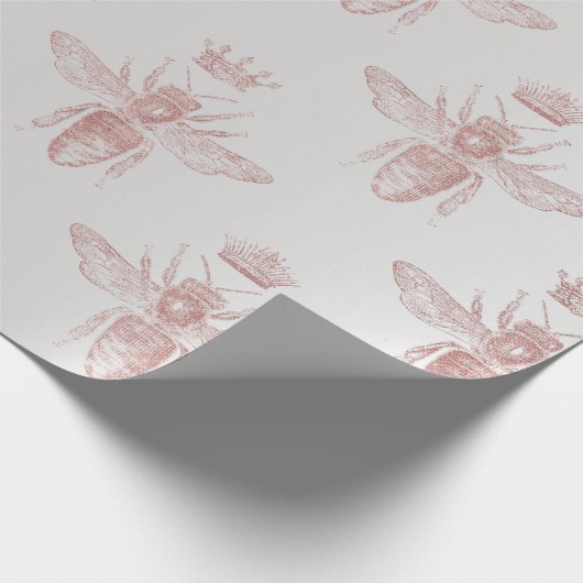 Bee Queen Roos Gray Blush Honey Bridal Honeymoon Cadeaupapier (Hoek)