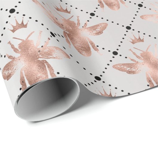 Bee Queen Roos Grey Blush Honey Grill Honeymoon Cadeaupapier (Rol Hoek)