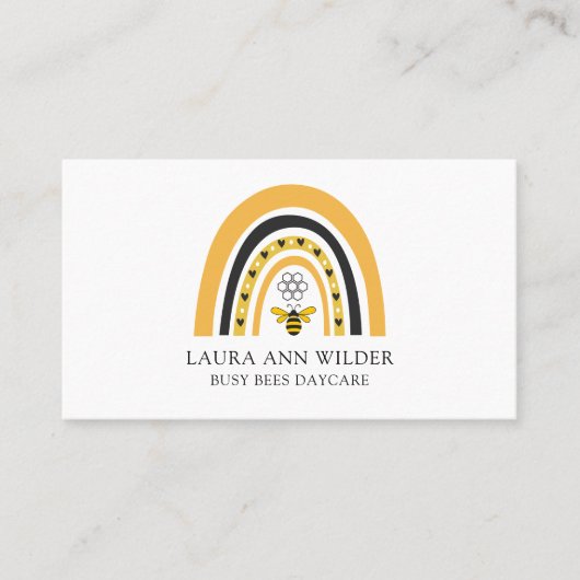 Bee Rainbow Busy bijen Dagopvang Kinderopvang Visitekaartje (Voorkant)