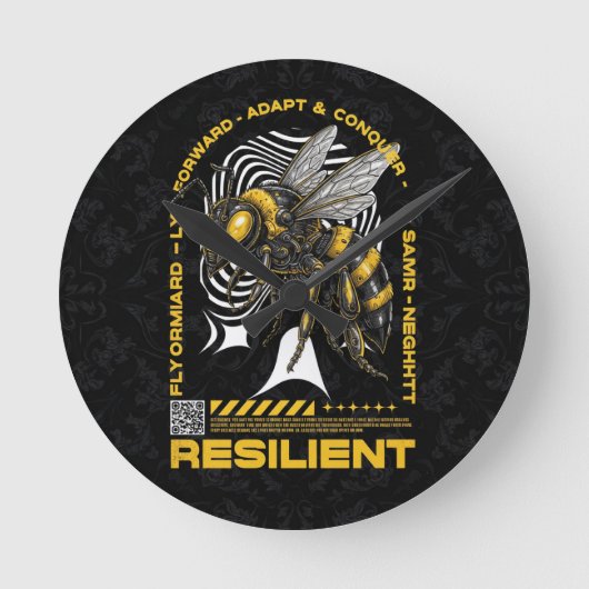 Bee Resilient – Motivational Bee Positivity Design Ronde Klok (Voorkant)