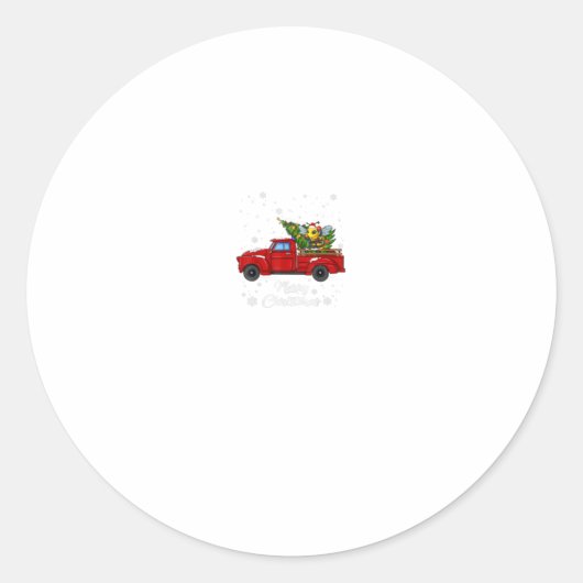 Bee Riding Red Truck Merry Kerstmis X-as Ugly Ronde Sticker (Voorkant)