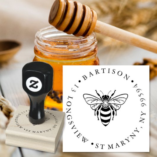 BEE RONDE RETOURADRES RUBBERSTEMPEL