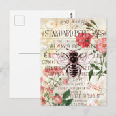 Bee Rose Bouquet Ephemera Briefkaart (Voorkant / Achterkant)