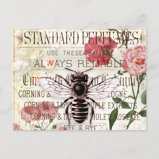  Bee Rose Bouquet Ephemera Briefkaart (Voorkant)