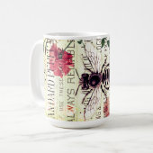  Bee Rose Bouquet Ephemera Koffiemok (Voorkant links)