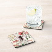  Bee Rose Bouquet Ephemera ontkoppeling Bier Onderzetter (Rechterzijde)