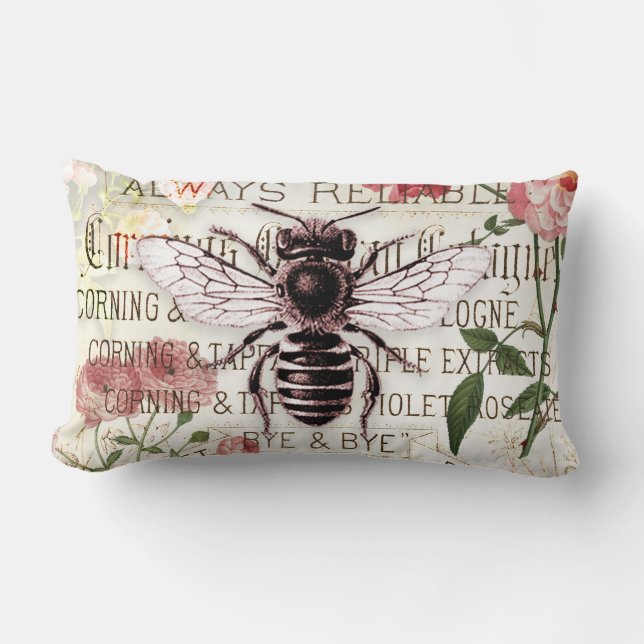  Bee Rose Bouquet Ephemera ontkoppeling Kussen (Voorkant)