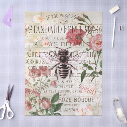  Bee Rose Bouquet Ephemera ontkoppeling Tissuepapier (Craft)