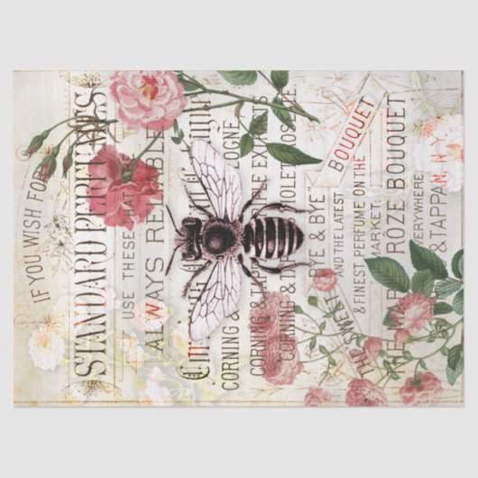  Bee Rose Bouquet Ephemera ontkoppeling Tissuepapier (Voorkant)