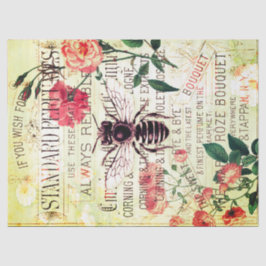  Bee Rose Bouquet Ephemera Ontworpen weefsel Tissuepapier