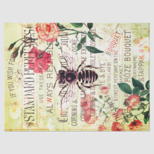 Bee Rose Bouquet Ephemera Ontworpen weefsel Tissuepapier