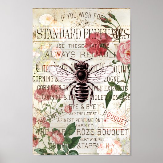  Bee Rose Bouquet Ephemera Poster (Voorkant)