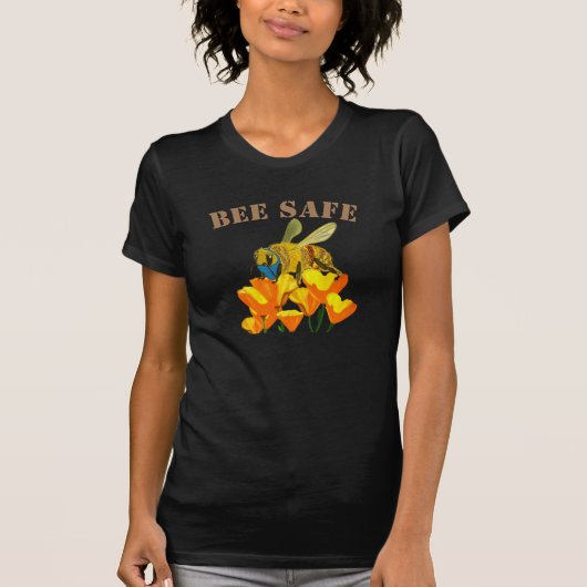 Bee Safe Funny Bee die een Masker T-Shirt draagt (Voorkant)