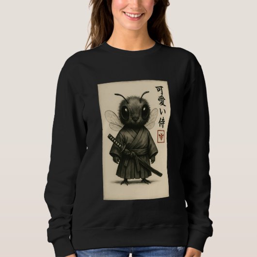 Bee Samurai Ink Art Sumi-e Style Novelty Kawaii Wo Trui (Voorkant)