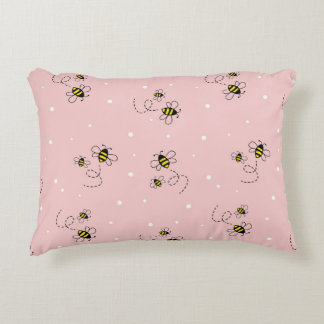 Bee seamless pattern on pastel background. Vintage Accent Kussen