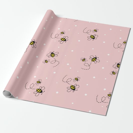 Bee seamless pattern on pastel background. Vintage Cadeaupapier (Uitgerold)