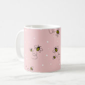 Bee seamless pattern on pastel background. Vintage Koffiemok (Voorkant links)