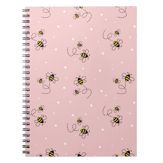 Bee seamless pattern on pastel background. Vintage Notitieboek (Voorkant)