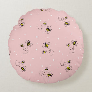 Bee seamless pattern on pastel background. Vintage Rond Kussen