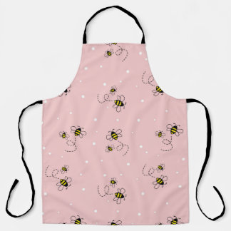 Bee seamless pattern on pastel background. Vintage Schort