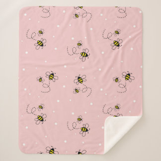 Bee seamless pattern on pastel background. Vintage Sherpa Deken