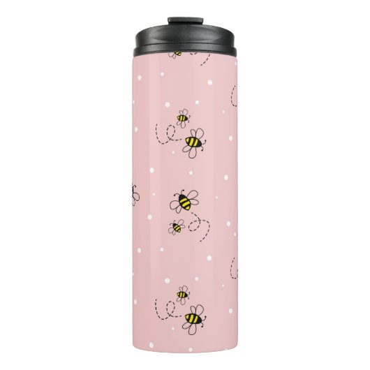 Bee seamless pattern on pastel background. Vintage Thermosbeker (Voorkant)