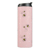 Bee seamless pattern on pastel background. Vintage Thermosbeker (Gedraaid links)