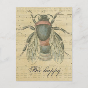  Bee Sheet Muzieknoten Bee Happy Gepersonaliseerd Briefkaart