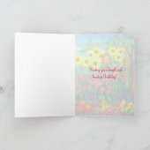 Bee Skep Waterverf Zonnebloemen Happy Birthday Kaart (Binnen)