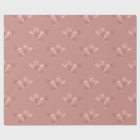 Bee Skinny Roos Gold Blush Honey Bridal Wedding Cadeaupapier (Vlak)