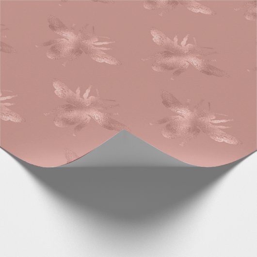 Bee Skinny Roos Gold Blush Honey Bridal Wedding Cadeaupapier (Hoek)