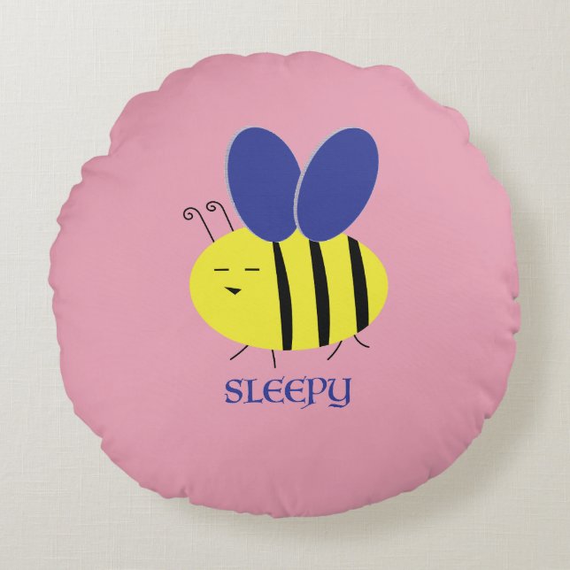 Bee Sleepy Rond Kussen (Voorkant)