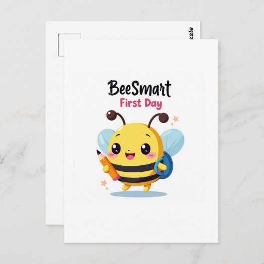 Bee‑Smart First Day School Postcard Briefkaart (Voorkant / Achterkant)