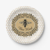 Bee soort honingraat papieren bordje (Voorkant)