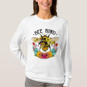 Bee soort Wilde Bloemen Grafische Casual LS T-shirt (Voorkant)