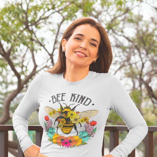 Bee soort Wilde Bloemen Grafische Casual LS T-shirt