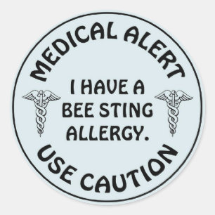 BEE STING ALLERGY RONDE STICKER