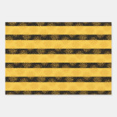 Bee Stripe Patronen Geel en Zwart met Hexagons Inpakpapier Vel (Voorkant 3)