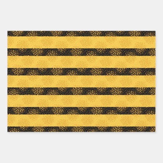 Bee Stripe Patronen Geel en Zwart met Hexagons Inpakpapier Vel (Voorkant 3)